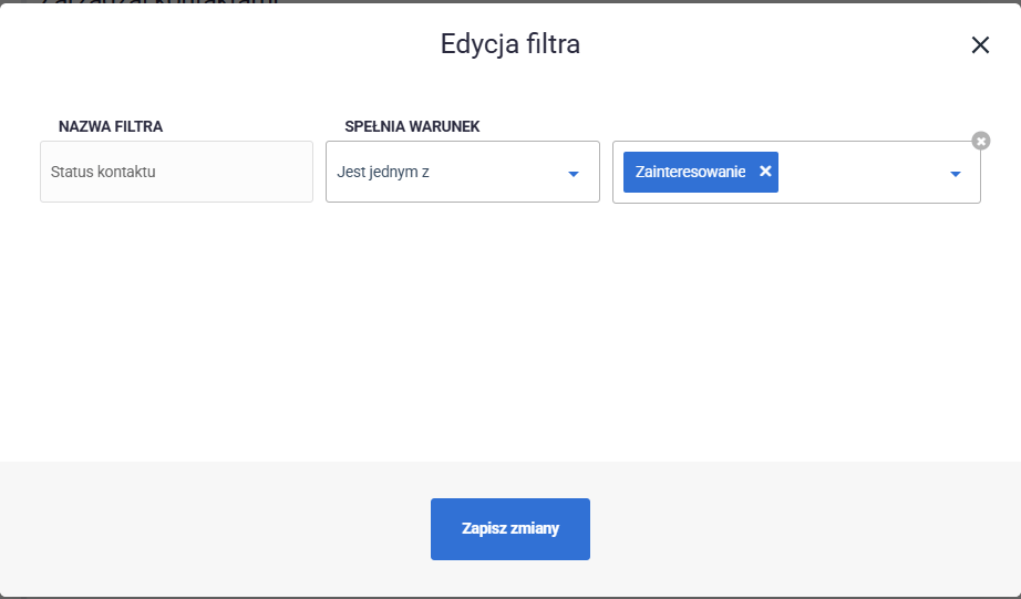 Filtr status kontaktu