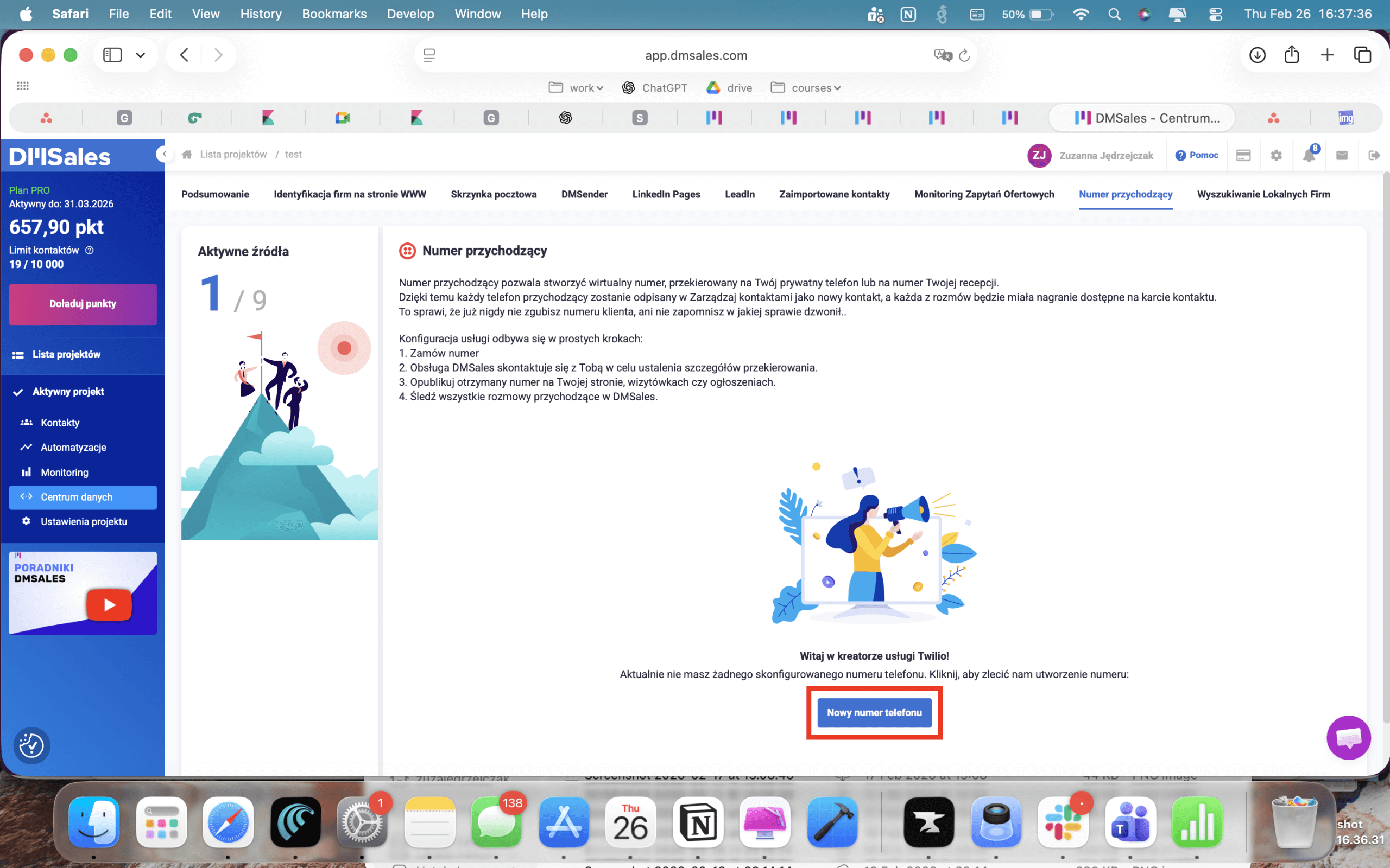 twillo - nowy numer telefonu