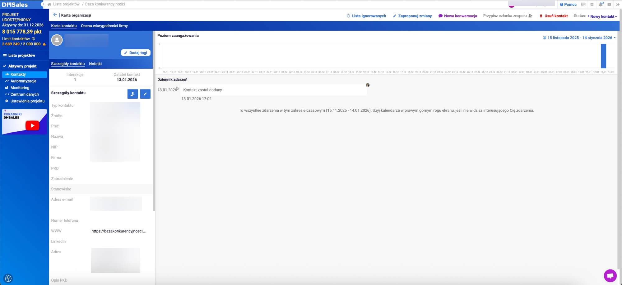 Przetarg - karta klienta