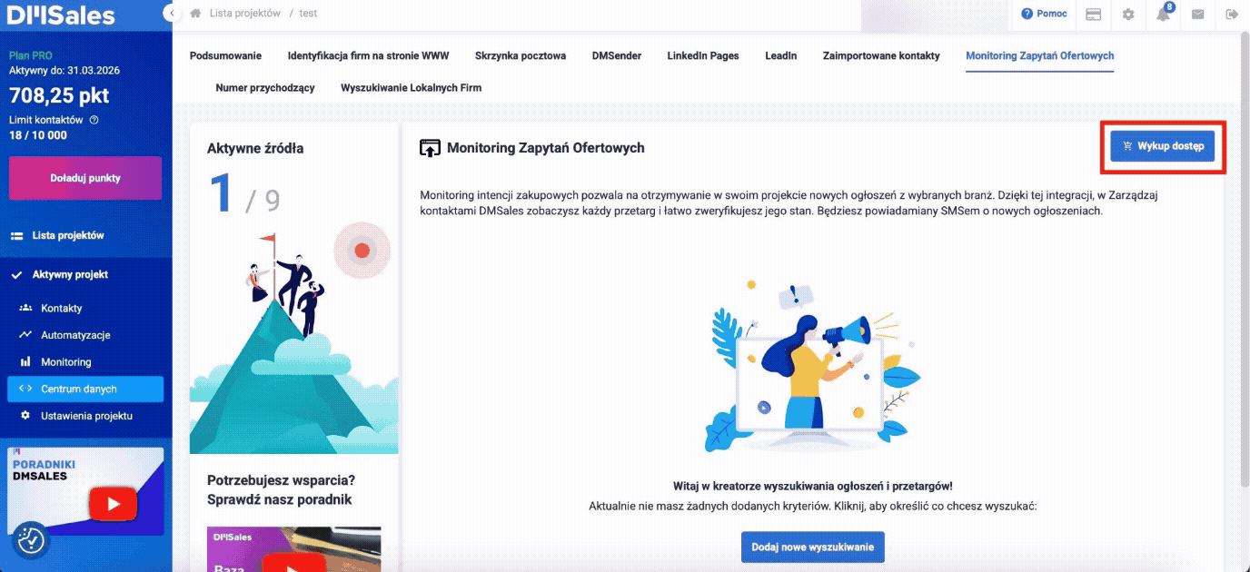 Wykupienie monitoringu przetargoów