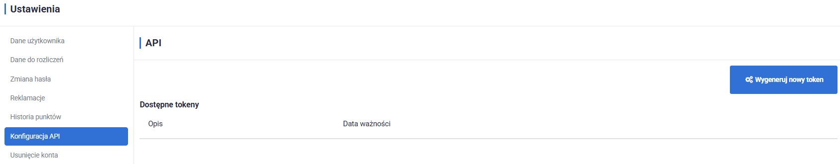 Konfiguracja API