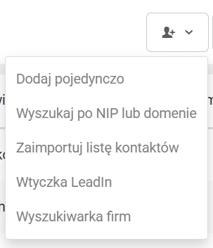 Dodaj kontakty - lista możliwości